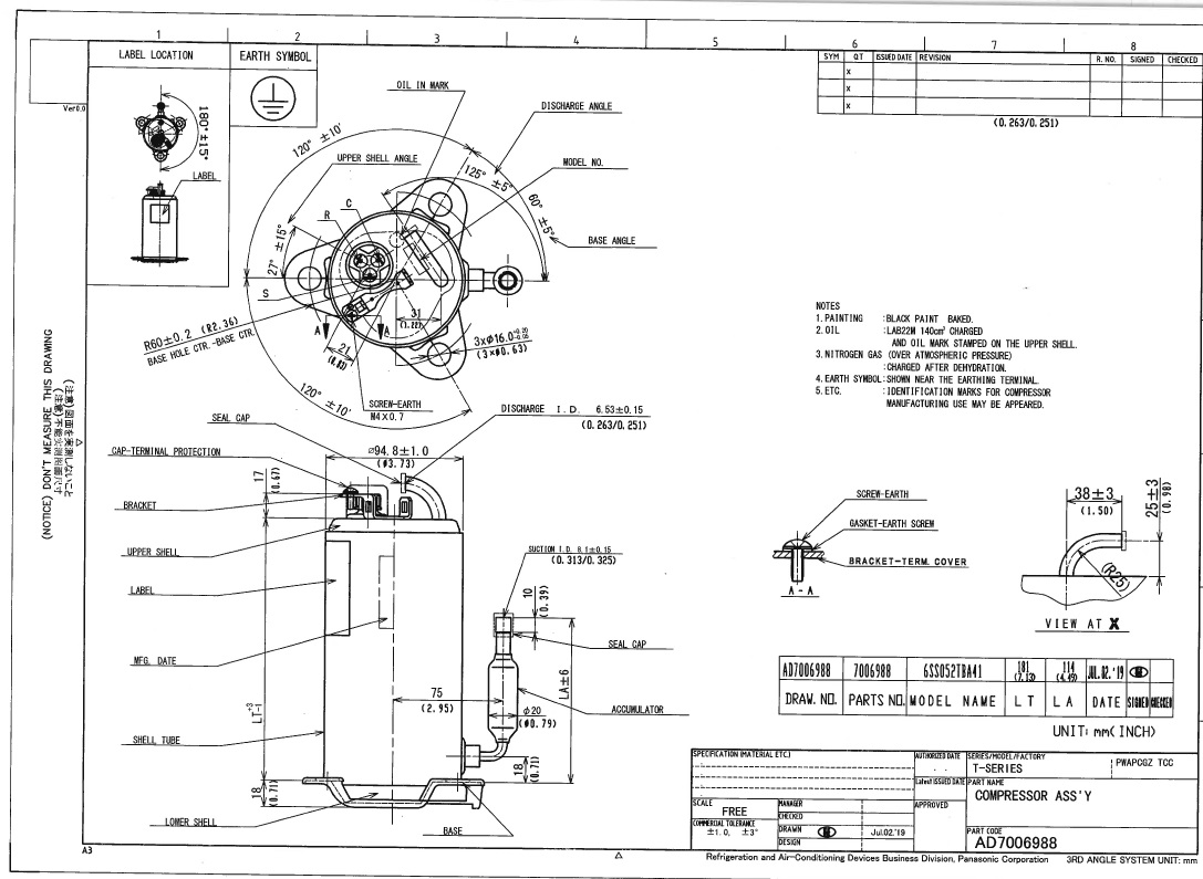 Panasonic rotary compressor accessories fitting